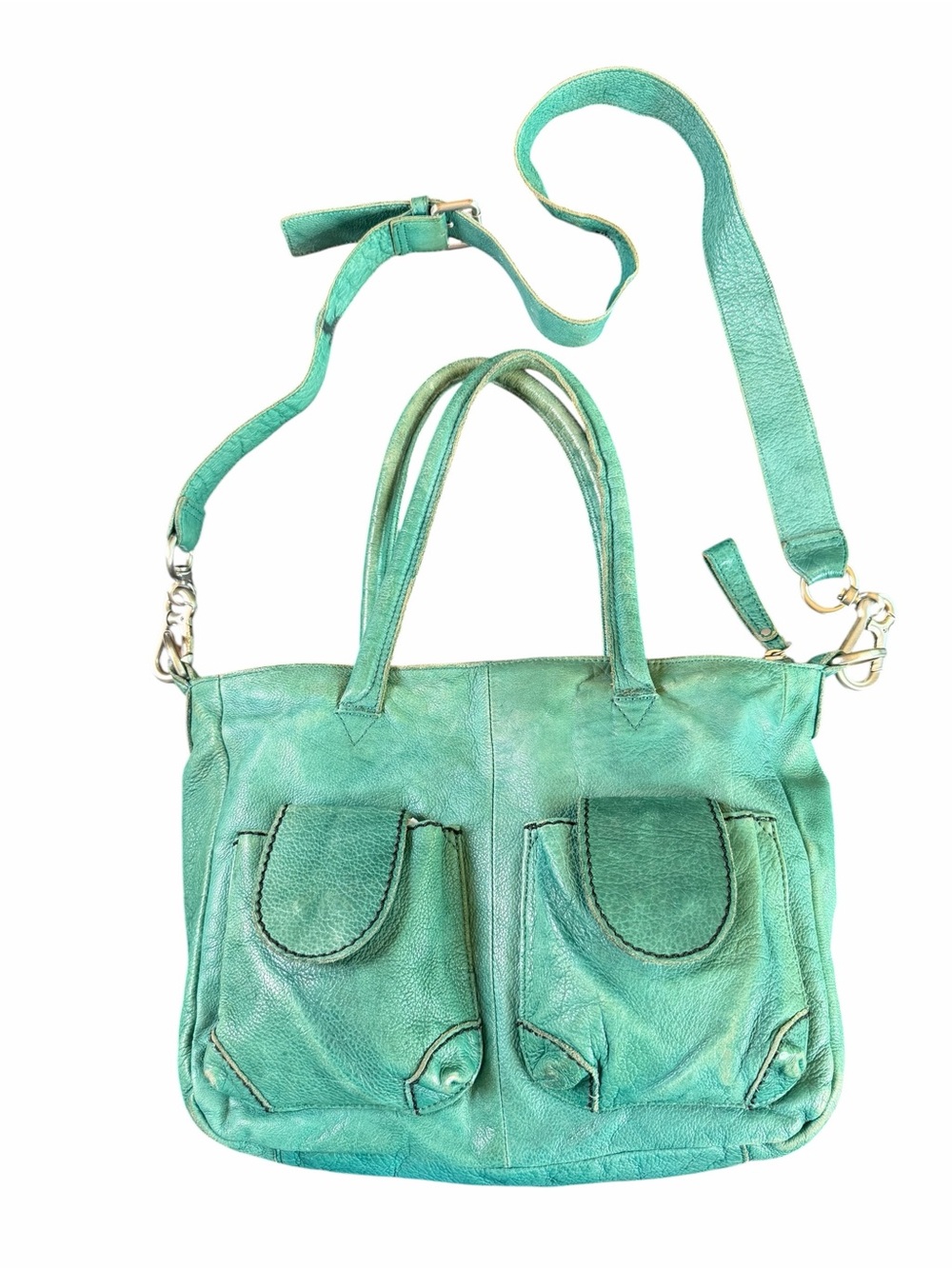 Liebeskind Berlin Leather Satchel Crossbody Bag Green Teal (Fair Condition-Read)